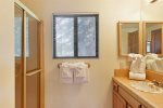 Mammoth Condo Rental Snowflower 15- Second Bedroom has a Queen Bed and Adjoining Bathroom
